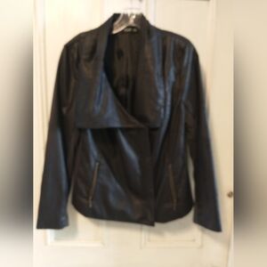 ANA Black Lightweight Faux Leather Jacket Women's Size Large